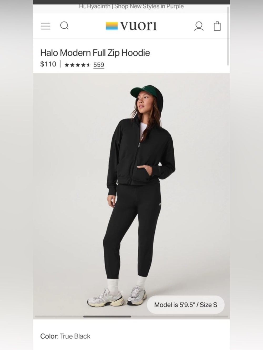 NWT! Vuori Halo Modern Full Zip Hoodie - Retail $110